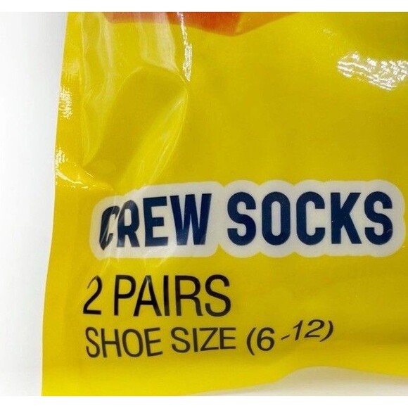 Gushers Fruit Snacks Crew Socks 2 Pairs Size 6-12 Unisex Blue Yellow Novelty New - Picture 2 of 5